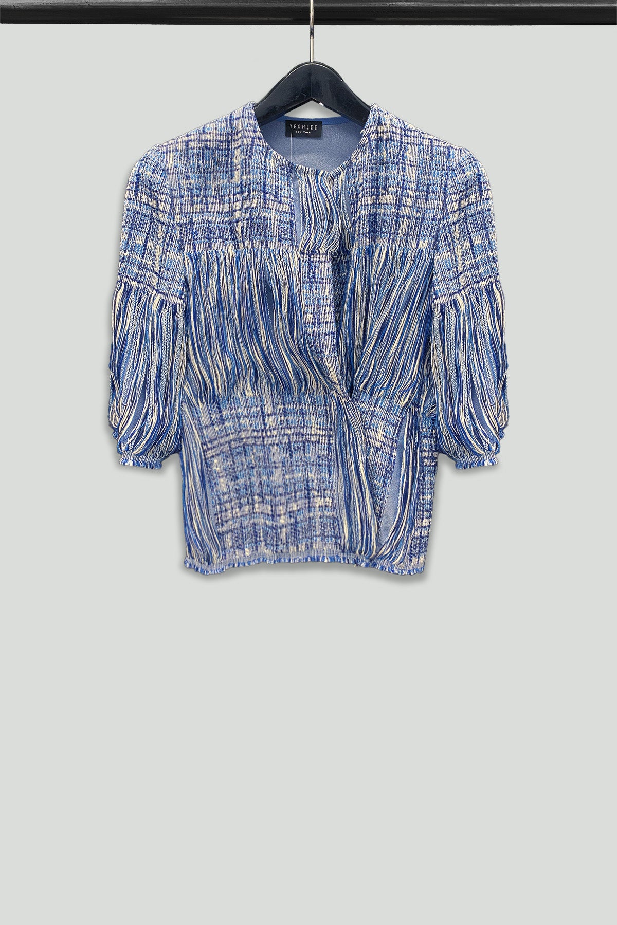 Blue and White Melange Cotton Wool Linen Threads Jacket