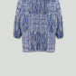 Blue and White Melange Cotton Wool Linen Threads Jacket