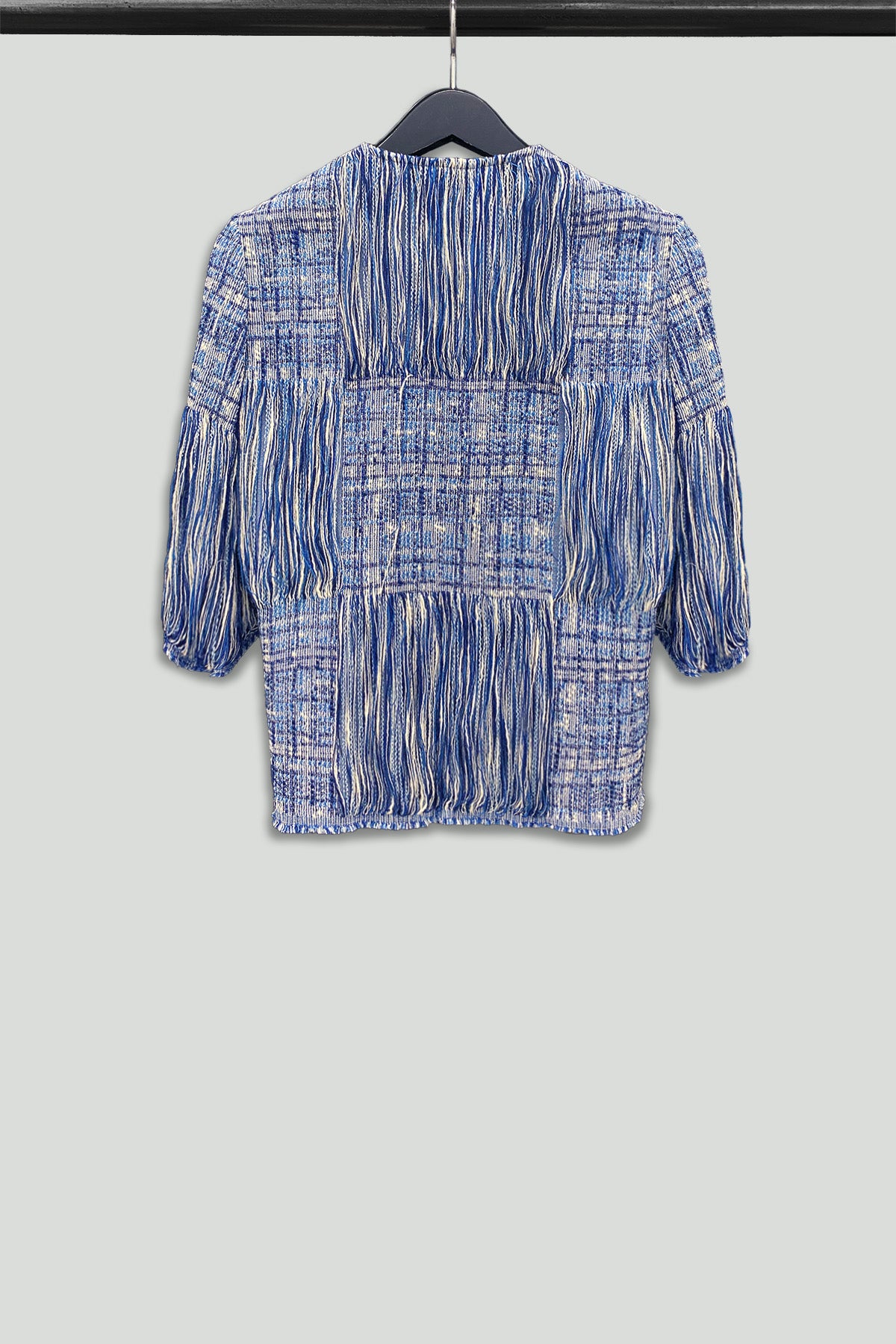 Blue and White Melange Cotton Wool Linen Threads Jacket