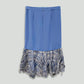 Blue and White Melange Cotton Wool Linen Threads Long Skirt