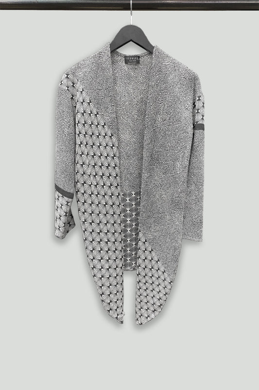Grey Geometric Knit Coat