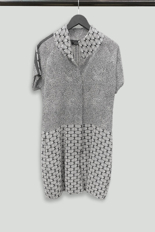 Grey Geometric Knit Tunic Dress