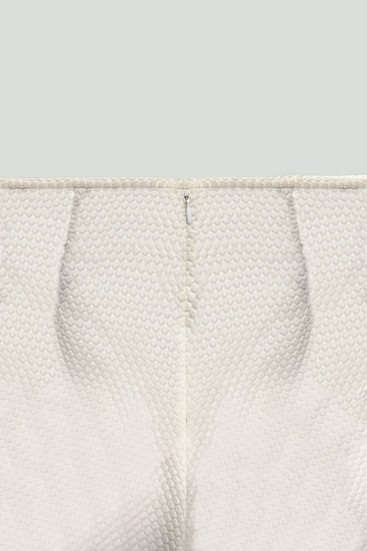 White Textured Cotton Blend Ankle Pant