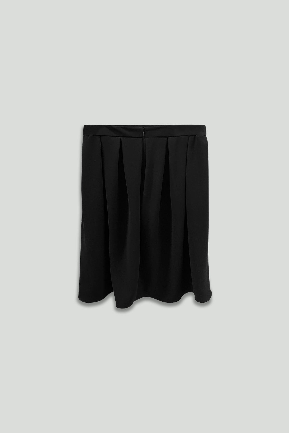 Black Microfiber Box Pleat Back Skirt