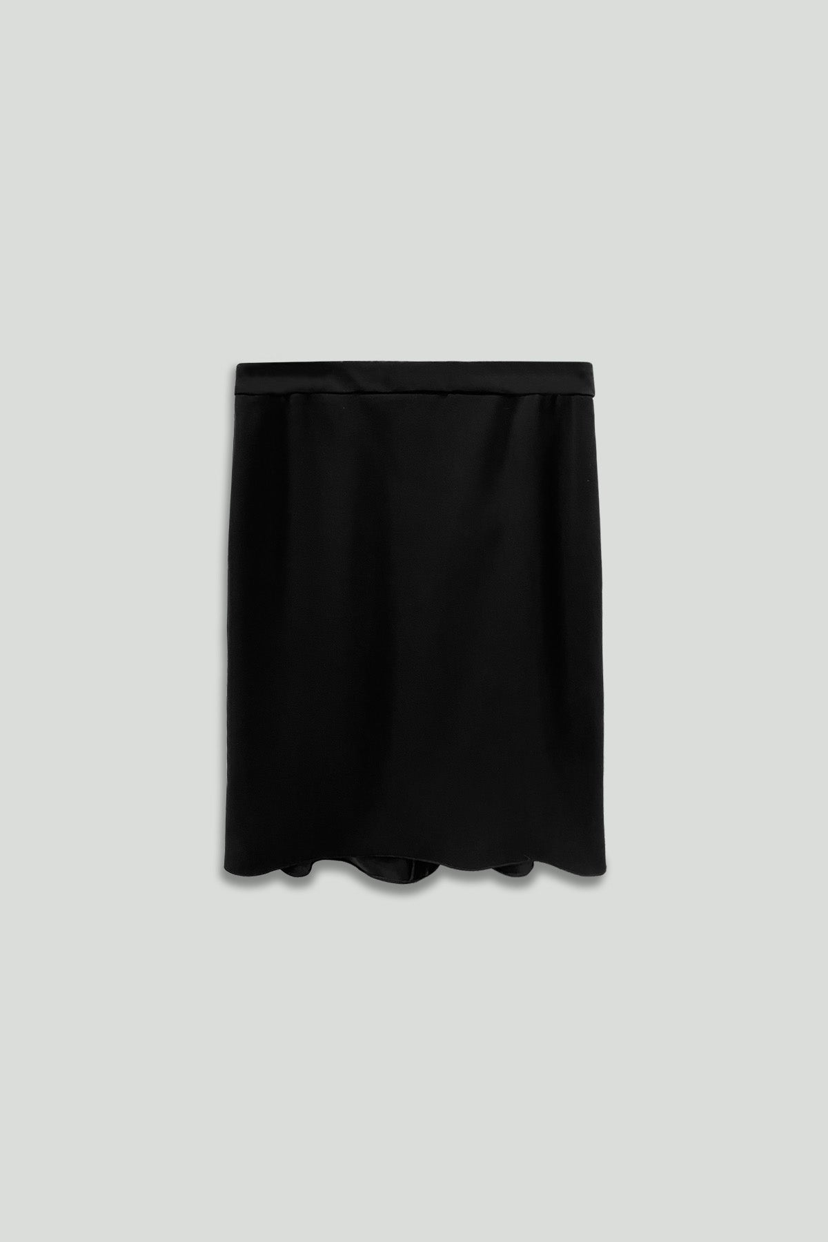 Black Microfiber Box Pleat Back Skirt