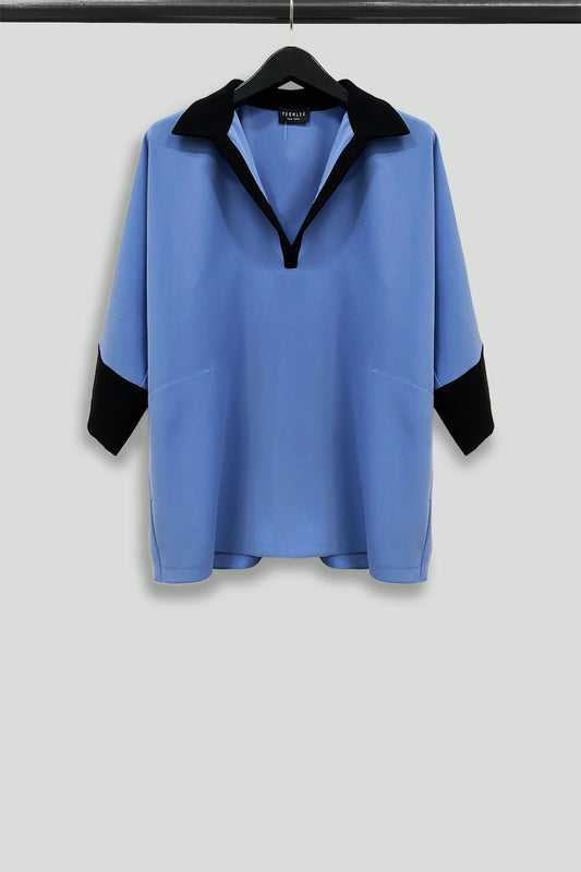 Black and Blue Microfiber Combo Henley