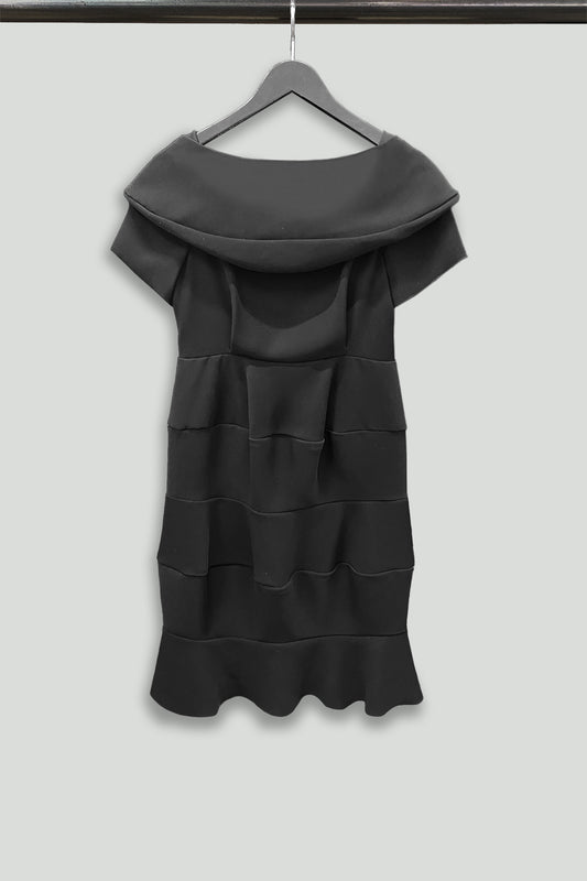 Black Microfiber Smart Gabardine Crescent Dress