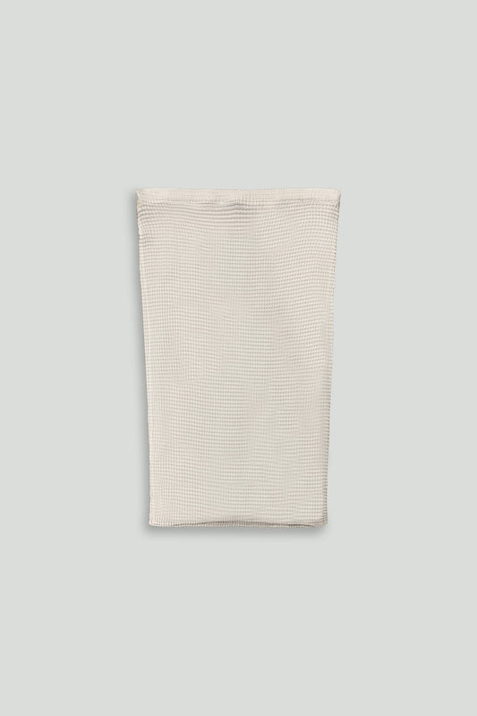 Cream Grid Textured Polyester Skirt