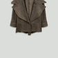 Brown Cotton Jersey Short Jacket with Large Lapel Yoke