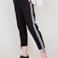Black Brushed Cotton Track Pant with Black and White Stripe Side Panels