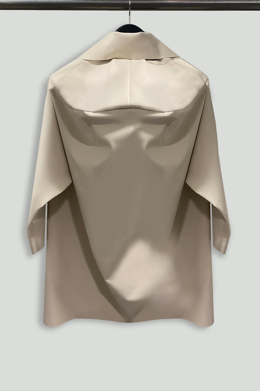 Beige Matte Rainwear Bellows Back Coat