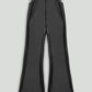 Lightweight Black Leather Flared Elastic Waist Pant