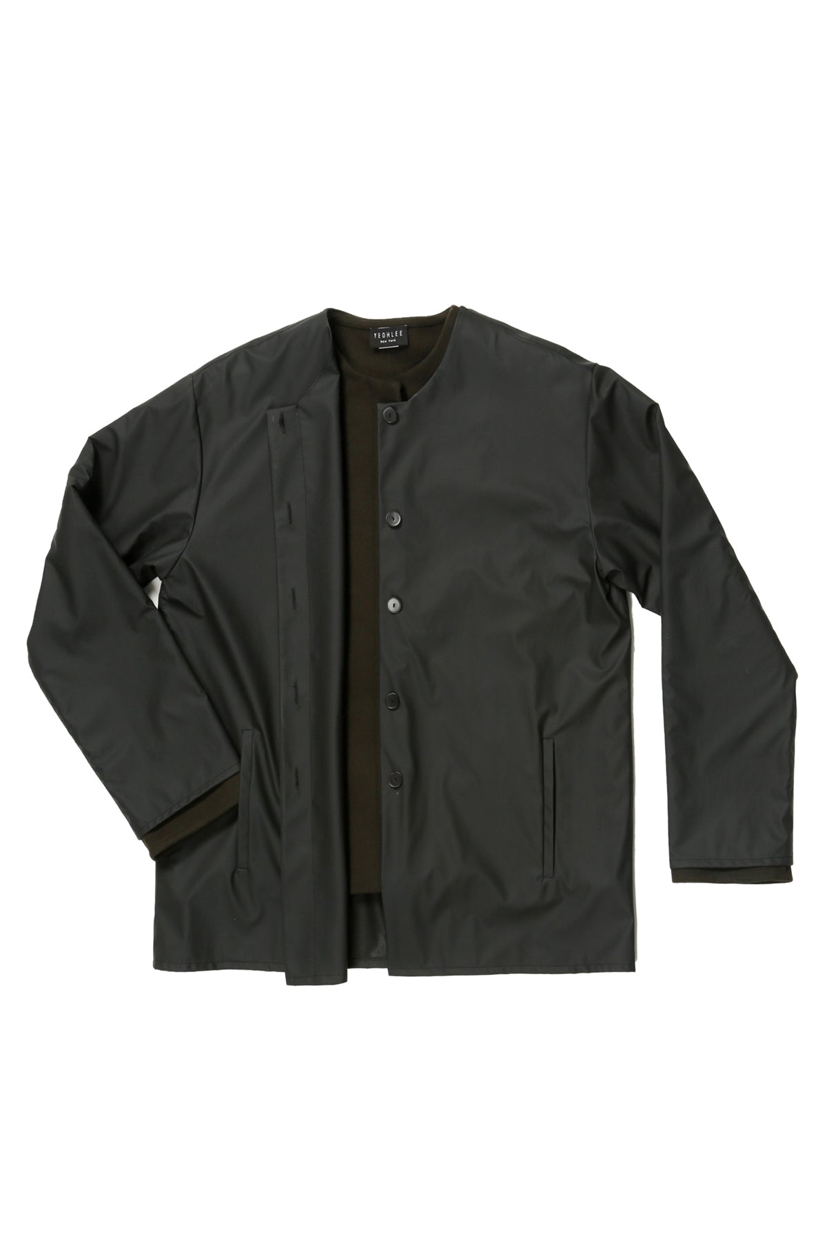 Matte Rainwear Black Two Pocket Pilgrim Rain Jacket in Waterproof Fabric