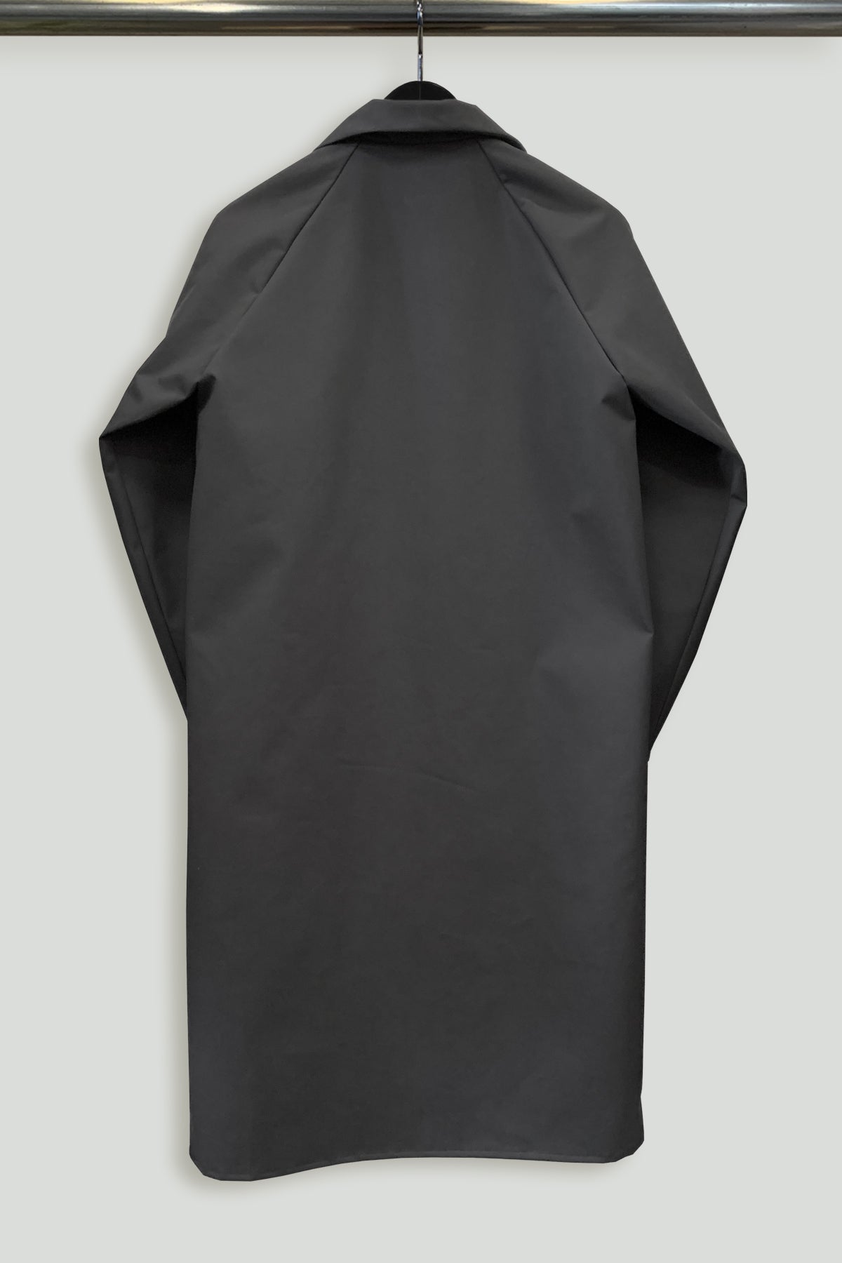 Bonded Nylon Three Pocket Trench Coat-Black Back Hanger