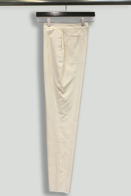 Cream Cotton Trouser with Side Pockets and Welt Pockets