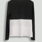 Black and White Knit Jersey Color-Blocked Combo Long Raglan Sleeve Crew - Hanger Back