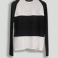 Black and White Knit Jersey Color-Blocked Combo Long Raglan Sleeve Crew - Hanger
