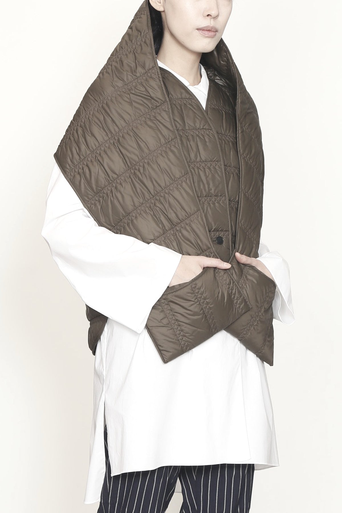 Zero Waste Cappuccino Quilted Pocket Scarf