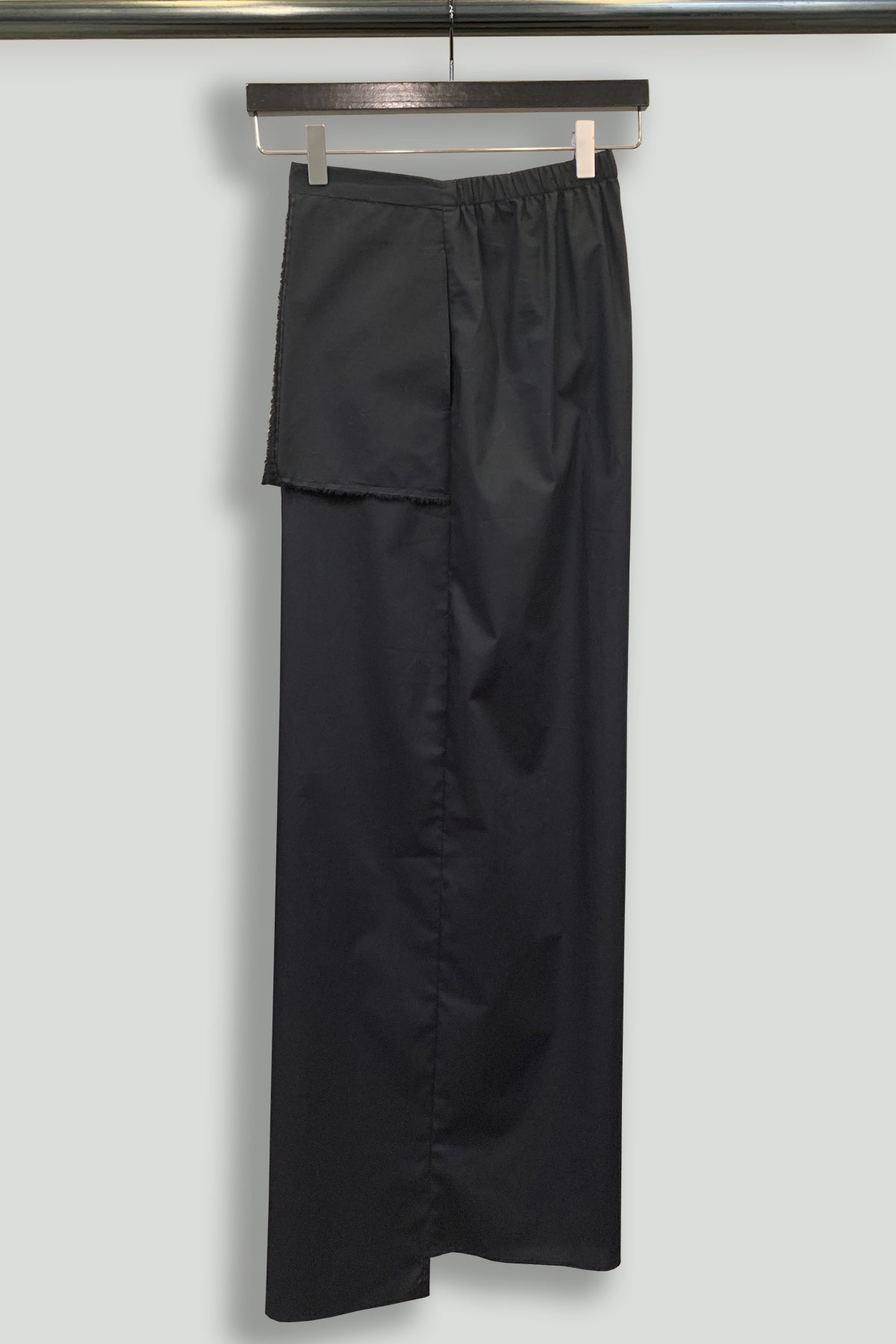 Black Paper Cotton Holster Pocket Wide Leg Pant-Hanger Side