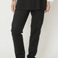 Black Lightweight Paper Cotton Tapered Back-Zip Flat Front Pant-1