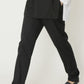 Black Lightweight Paper Cotton Tapered Back-Zip Flat Front Pant-2