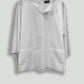 White Back-Zip Long Sleeve Blouse with Welt Pockets