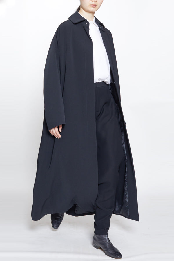 Black Smart Gabardine Longline Overcoat