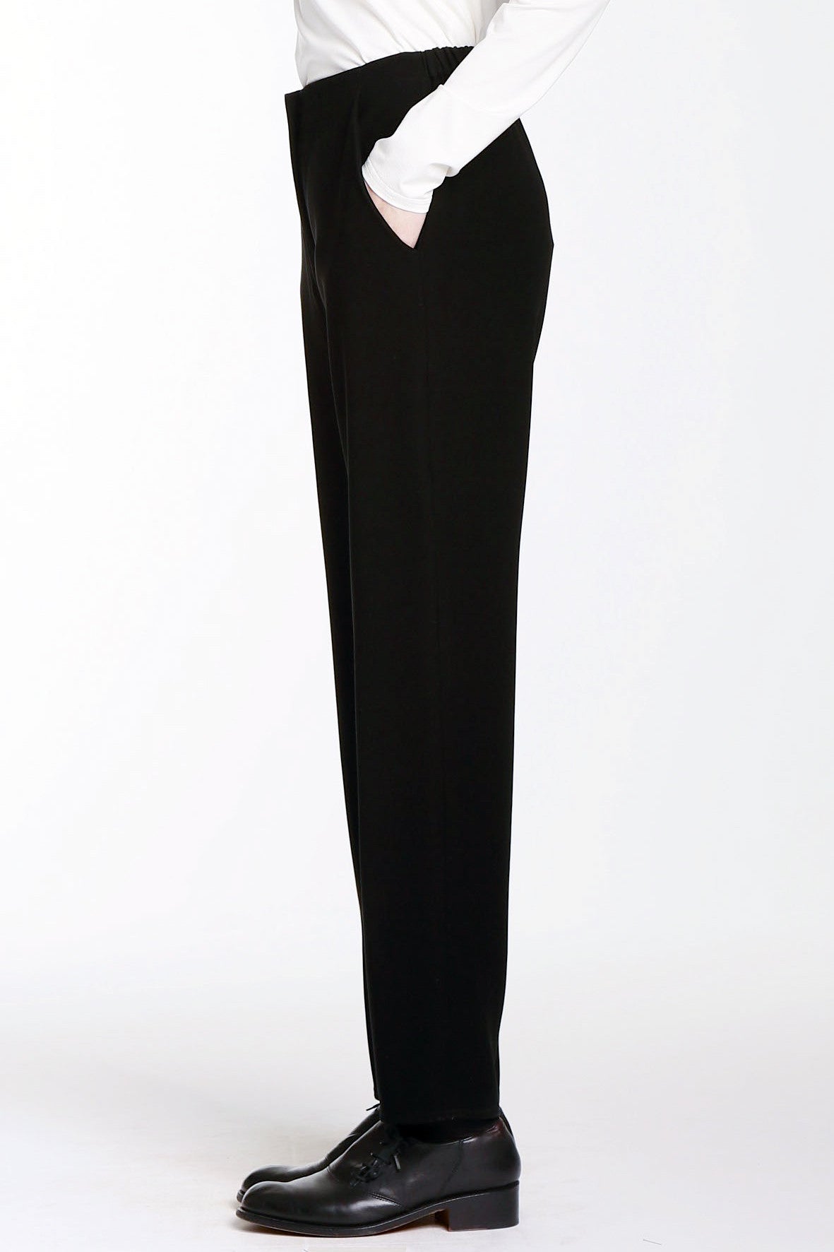 Wrinkle-Free Microfiber Pocket Pants with Elastic Back Waist-2