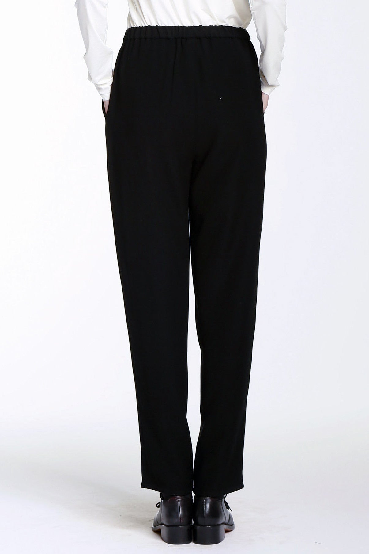 Wrinkle-Free Microfiber Pocket Pants with Elastic Back Waist-3