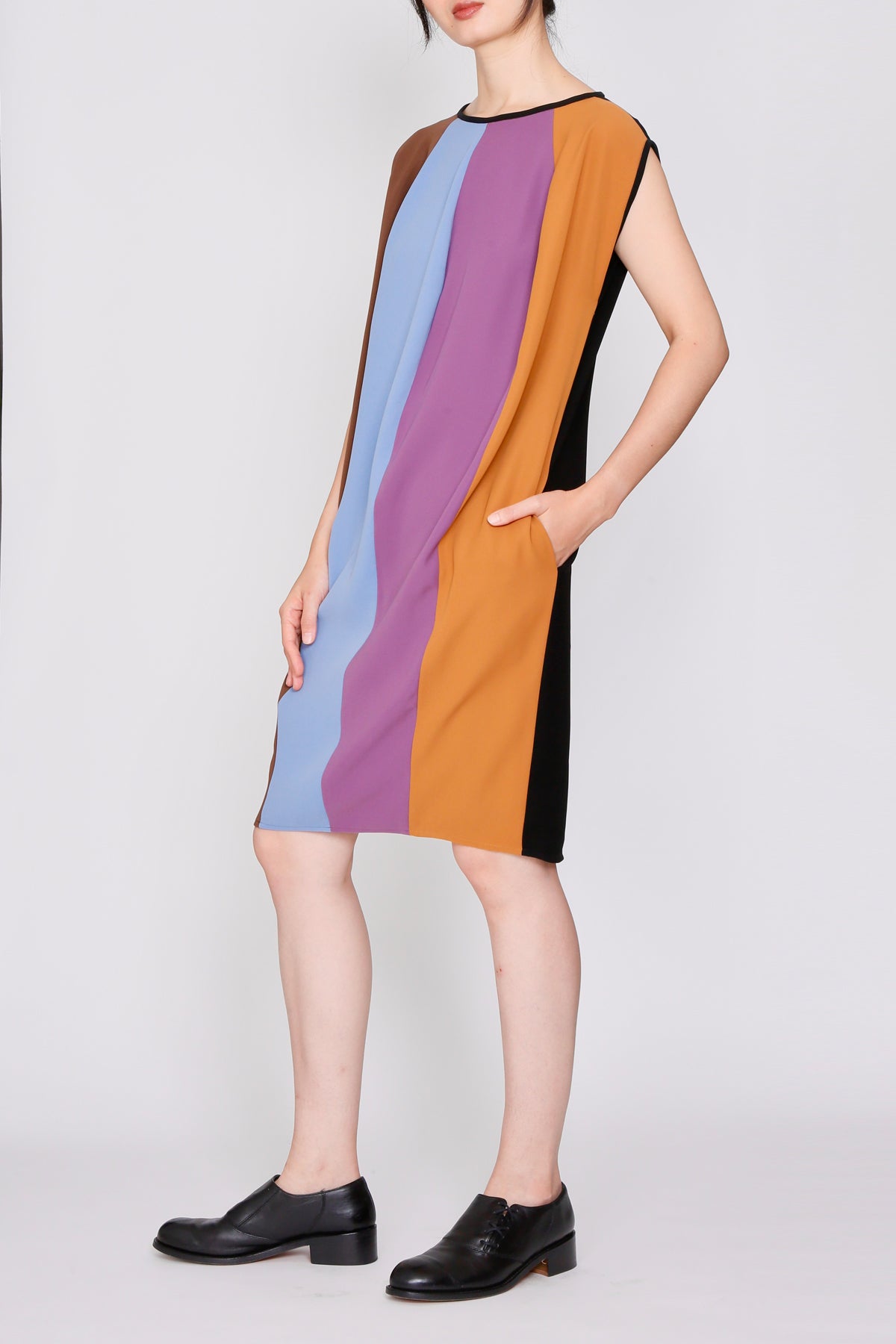 Multicolor Microfiber Crescent Dress-1