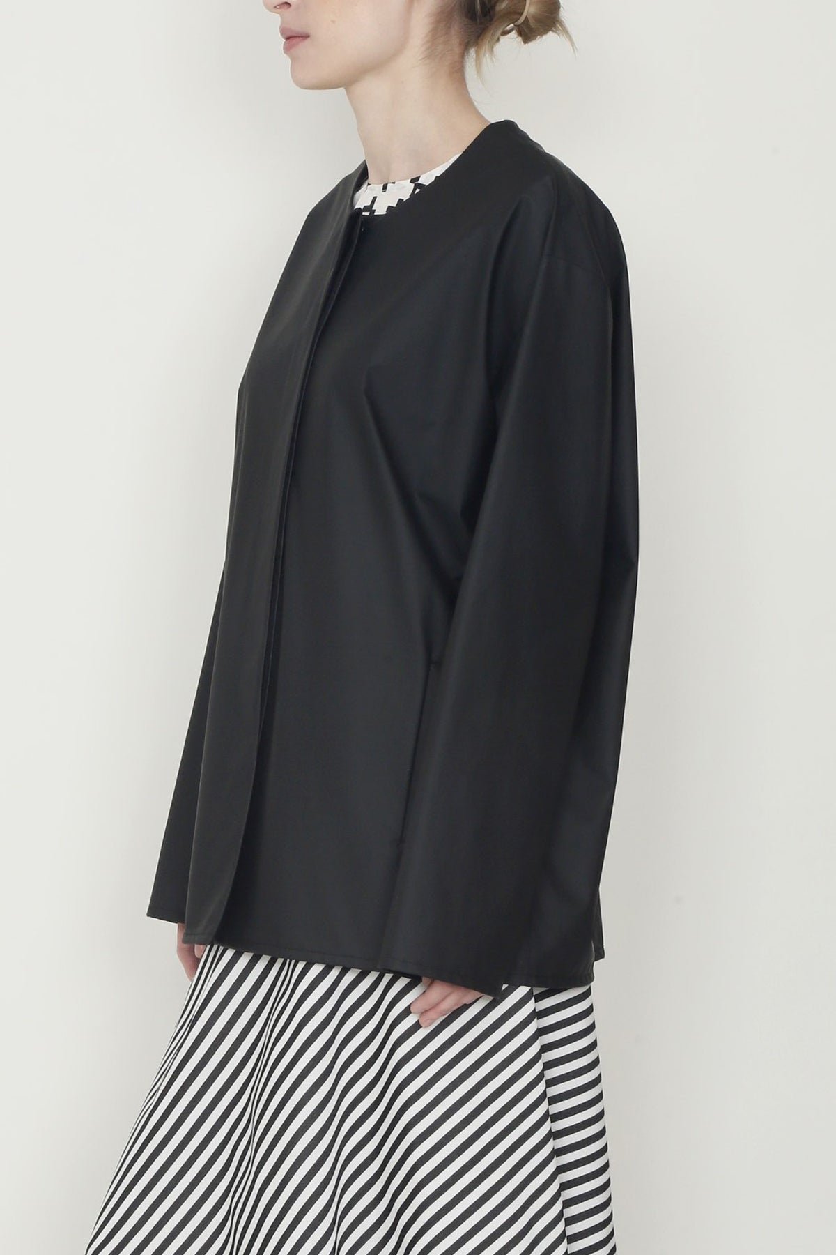 Matte Rainwear Black Two Pocket Pilgrim Rain Jacket in Waterproof Fabric-5