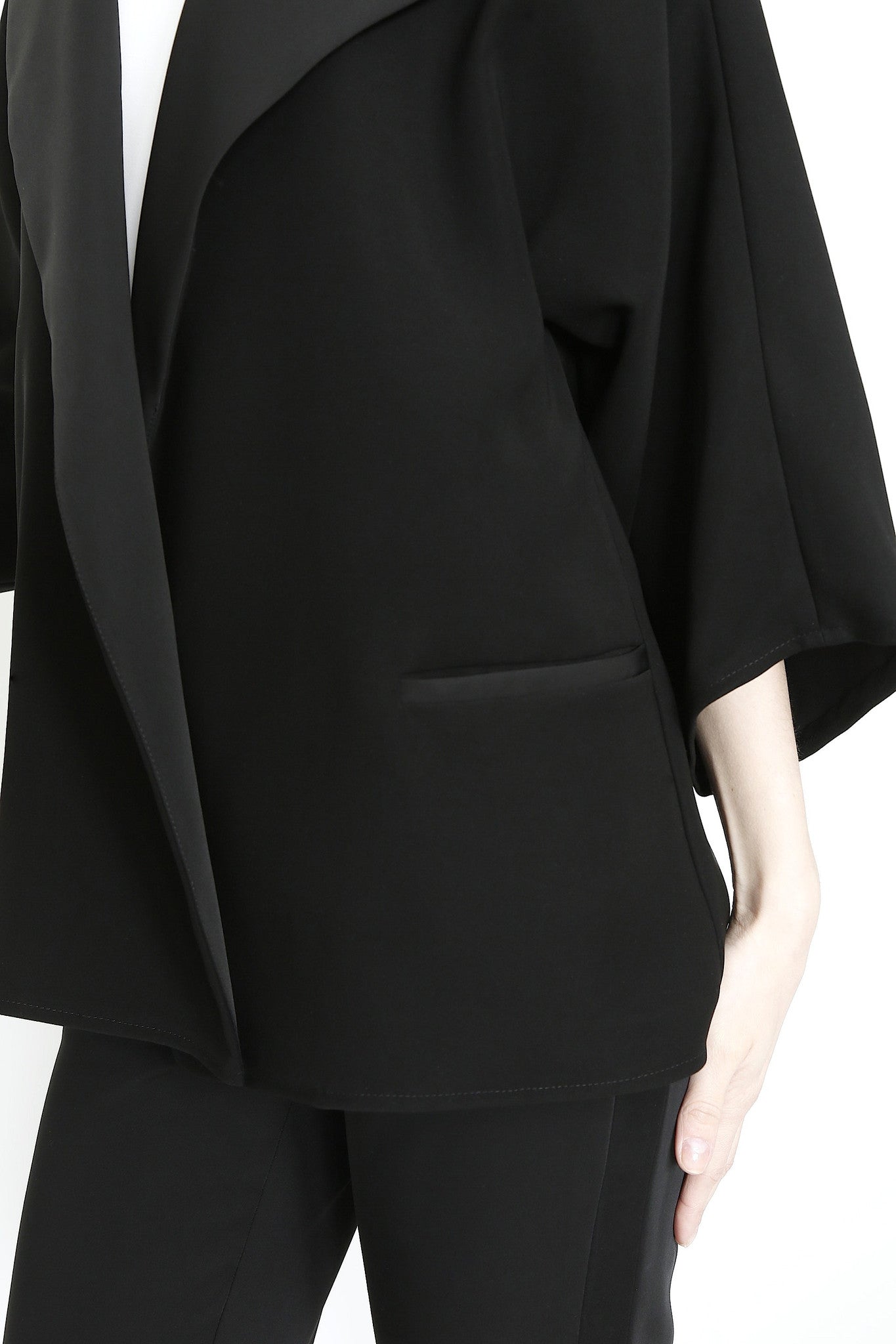 Lapel Kimono Sleeve Jacket in Smart Gab Microfiber-6