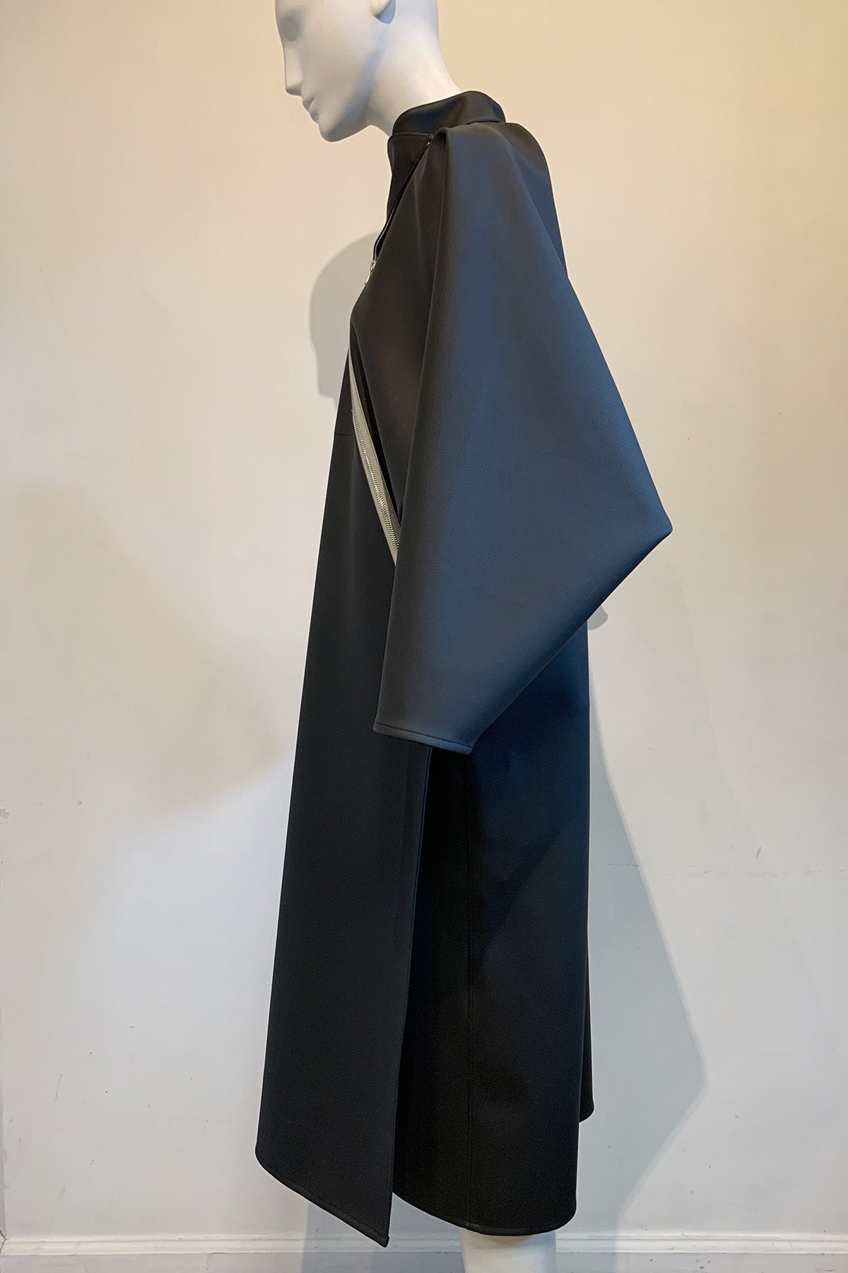 Black PVC Zippered Industry Coat-2